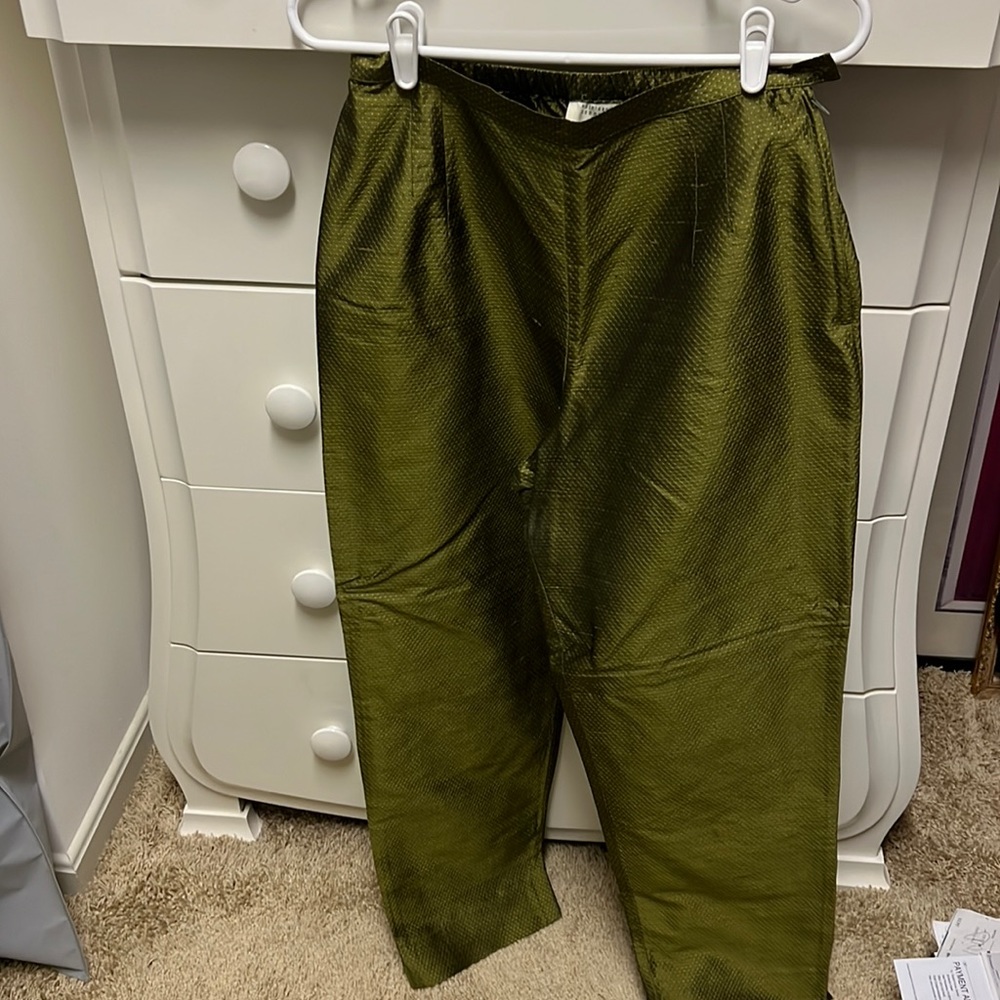 Kathleen Sommers Silk Duponi Side Zip pant in hummus